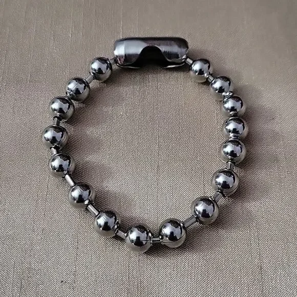 8mm chunky ball chain silver stainless steel bracelet - Picture 2 of 3